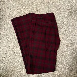 Express Women's Plaid Pants - Red and Black